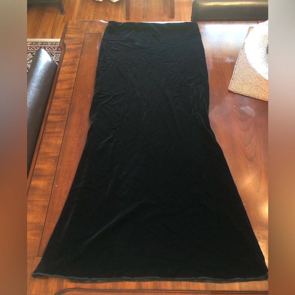 Black velvet maxi skirt